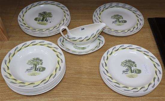 Eric Ravilious for Wedgwood: a 20 piece Garden part dinner service